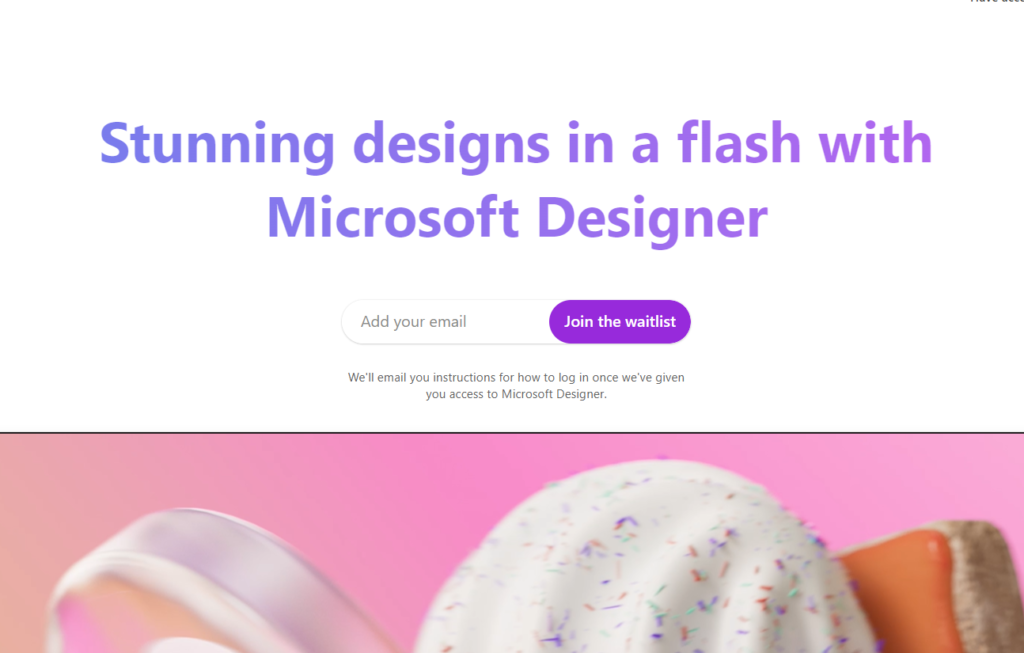 La waiting list de Microsoft DESIGNER